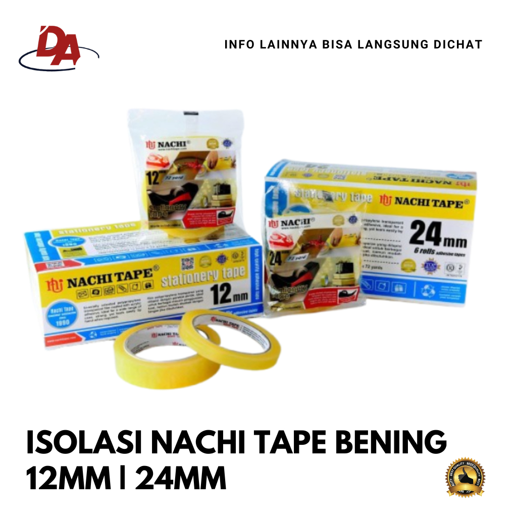 

ISOLASI NACHI TAPE 24 MM 12 MM PER KOTAK - SELOTIP - LAKBAN NACHI - ISOLASI BENING - LAKBAN BENING