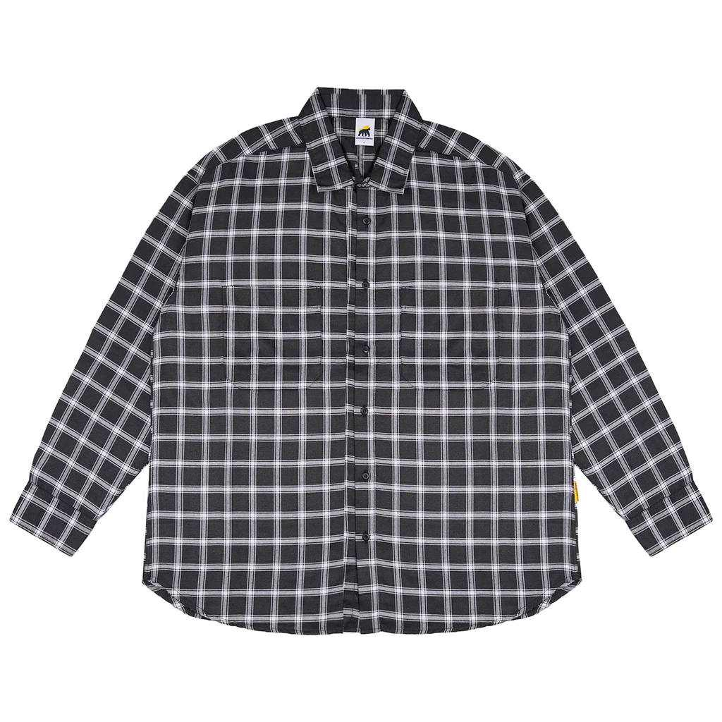 House of Smith BJM Kemeja Flanel Oversize Pria - Double Pocket Oversized Flannel Black White - Flann