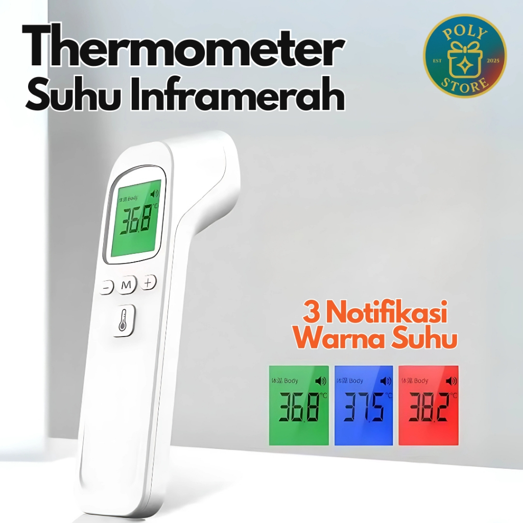 Alat Ukur Suhu Tubuh Infrared Otomatis – Thermometer Digital 3 Warna Notifikasi Demam