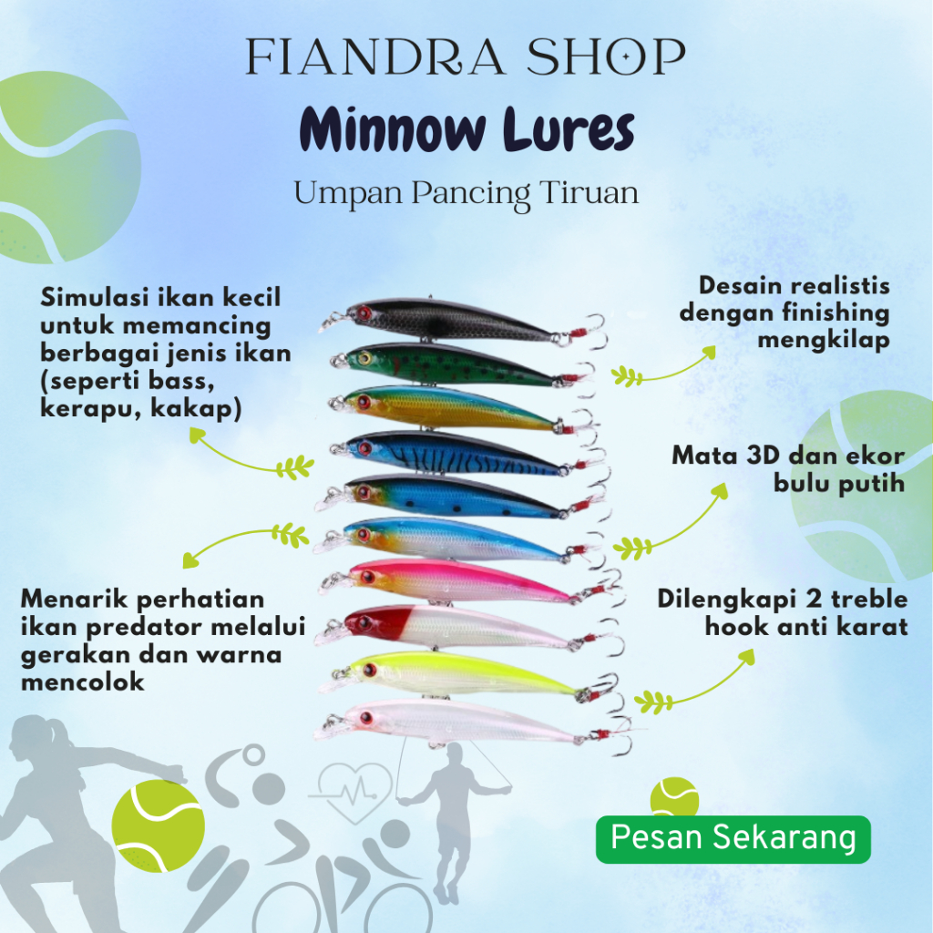 Umpan Pancing Minnow Premium Lure Pancing Lure Umpan Pancing Mancing Umpan ikan Umpan Pancing buatan
