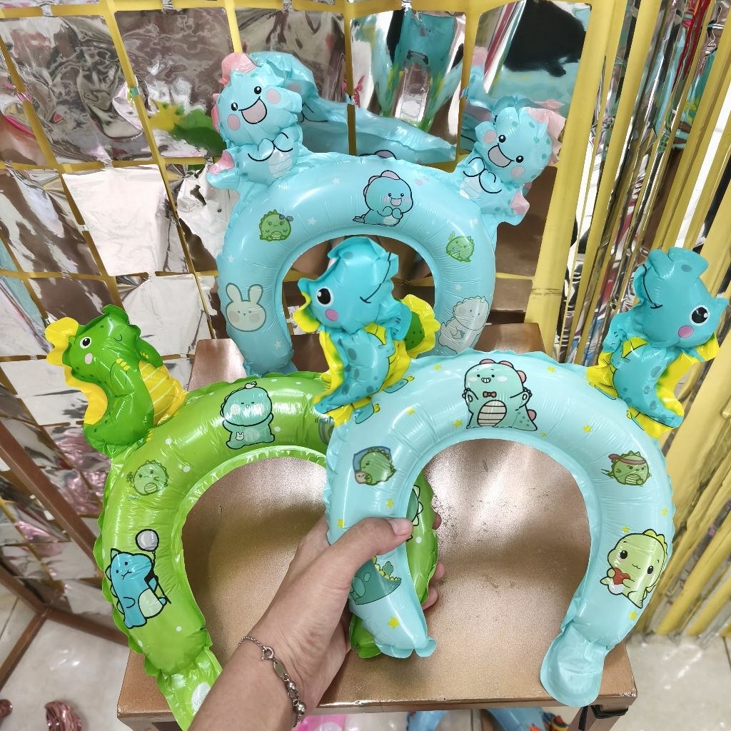 Balon Bando Dino Dinosaurus Trex Topi Ultah Hiasan kepala Ulang Tahun tema Dino