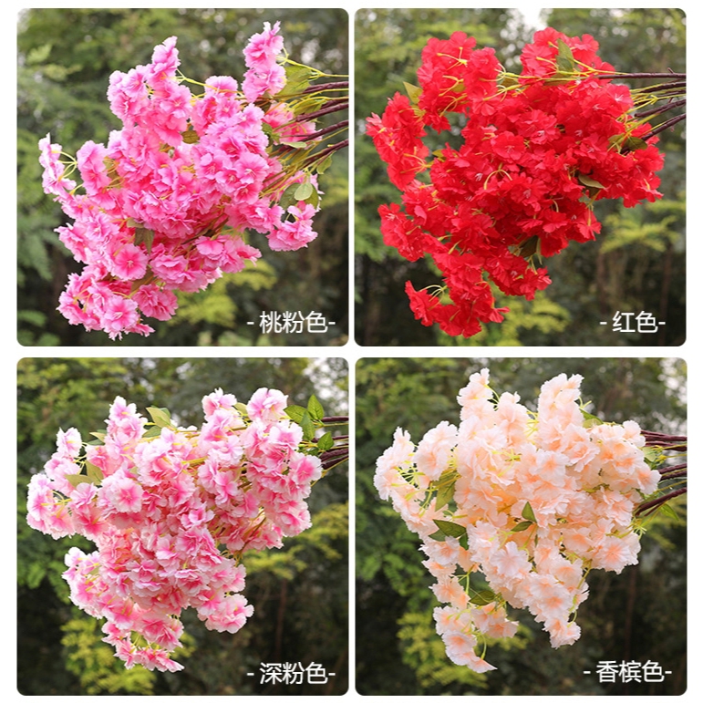 Batang & Pohon Sakura Sintetis Plastik - Hiasan Pernikahan Ruang Tamu Lantai Atap Bunga Palsu
