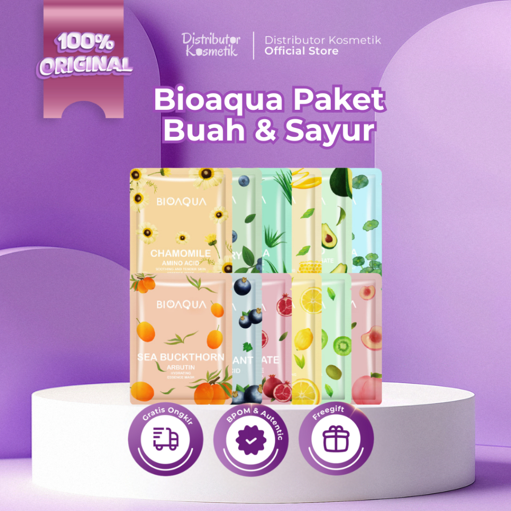 [ AGEN RESMI ] ( PAKET USAHA 100 PCS ) BIOAQUA Sheet Mask Hydrating Essence Face Mask Brightening Mo