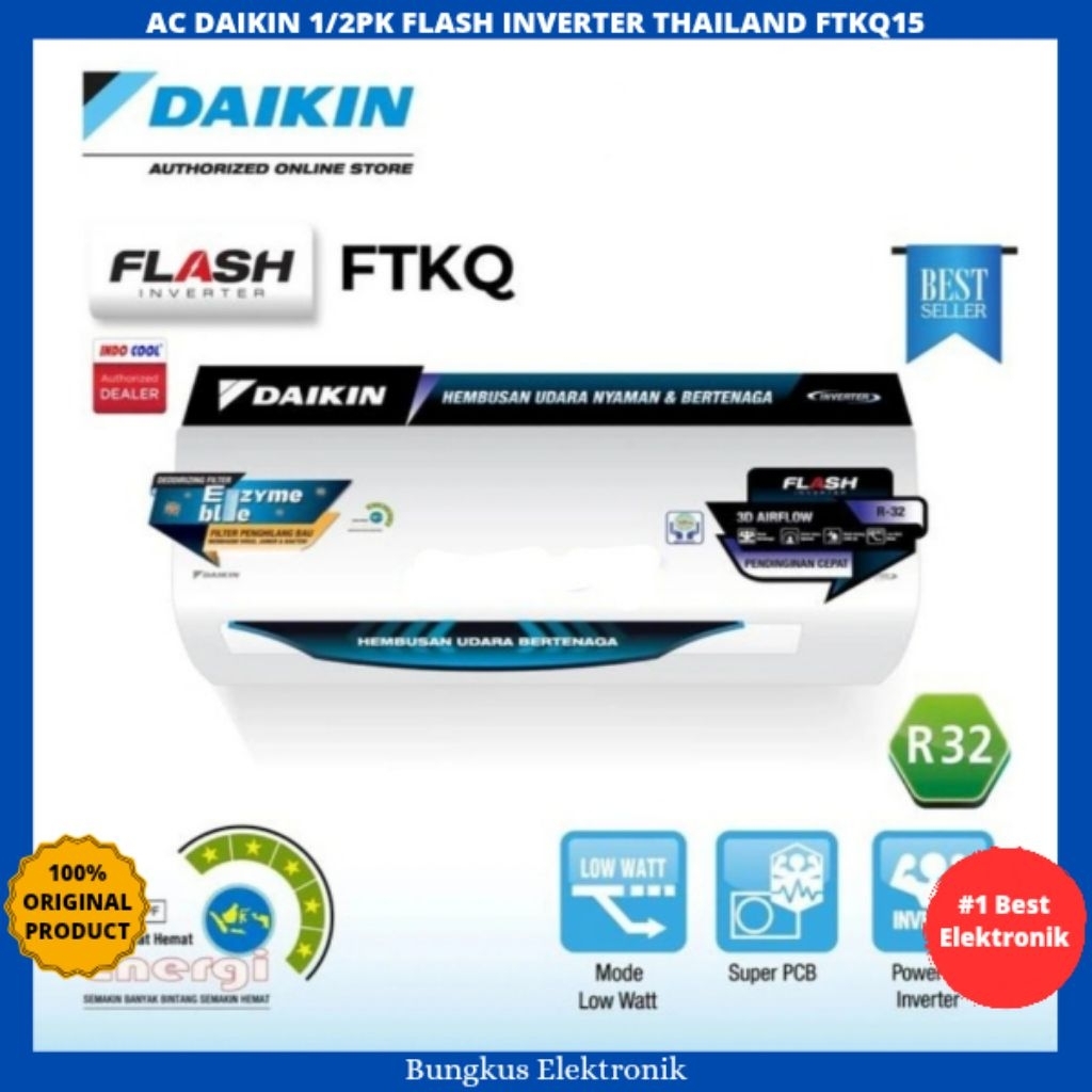 AC DAIKIN 1/2PK INVERTER THAILAND FTKQ15 AC DAIKIN 0.5PK INVERTER THAILAND