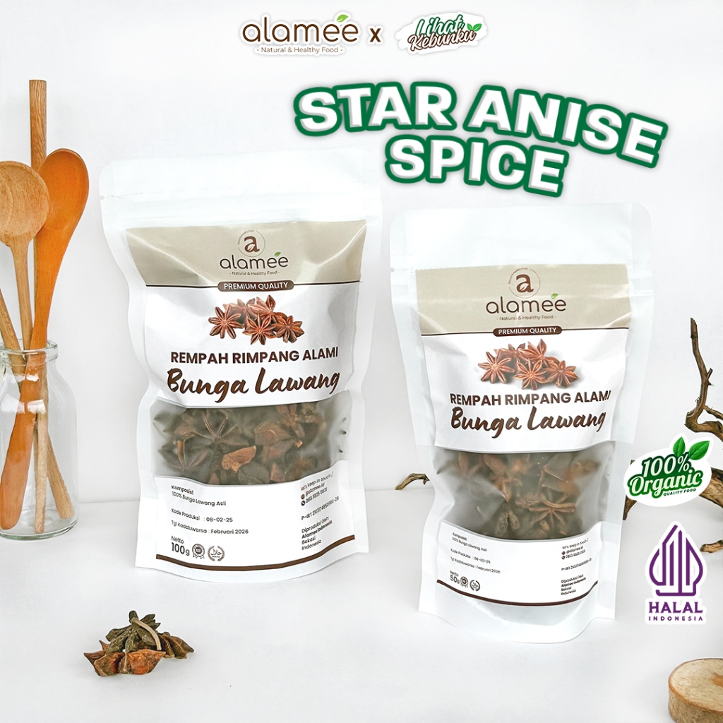 

ALAMEE Bunga Lawang Kering Pekak Star Anise Asli Rempah Kering Rimpang Organik Alami LIHAT KEBUNKU
