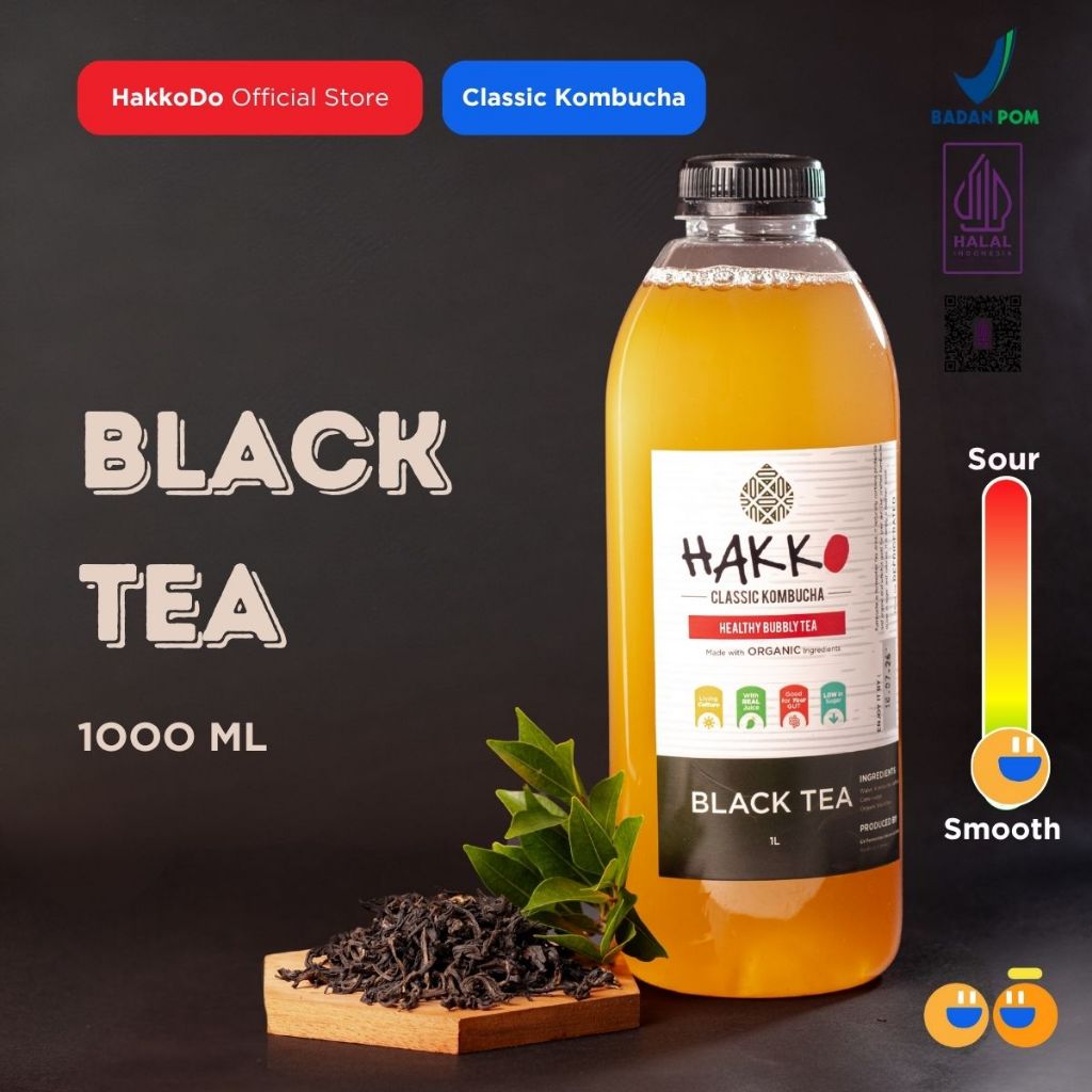 

Hakko Kombucha Original Black Tea/ Teh Hitam 1L Healthy Bubbly Tea