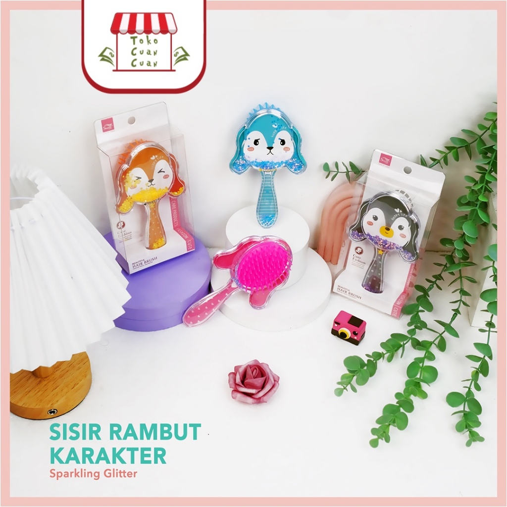 TCC Sisir Rambut Dan Pijat Kepala Anak Lucu Glitter Anti Kusut Comb Brush Cushion Hair Brush Wet