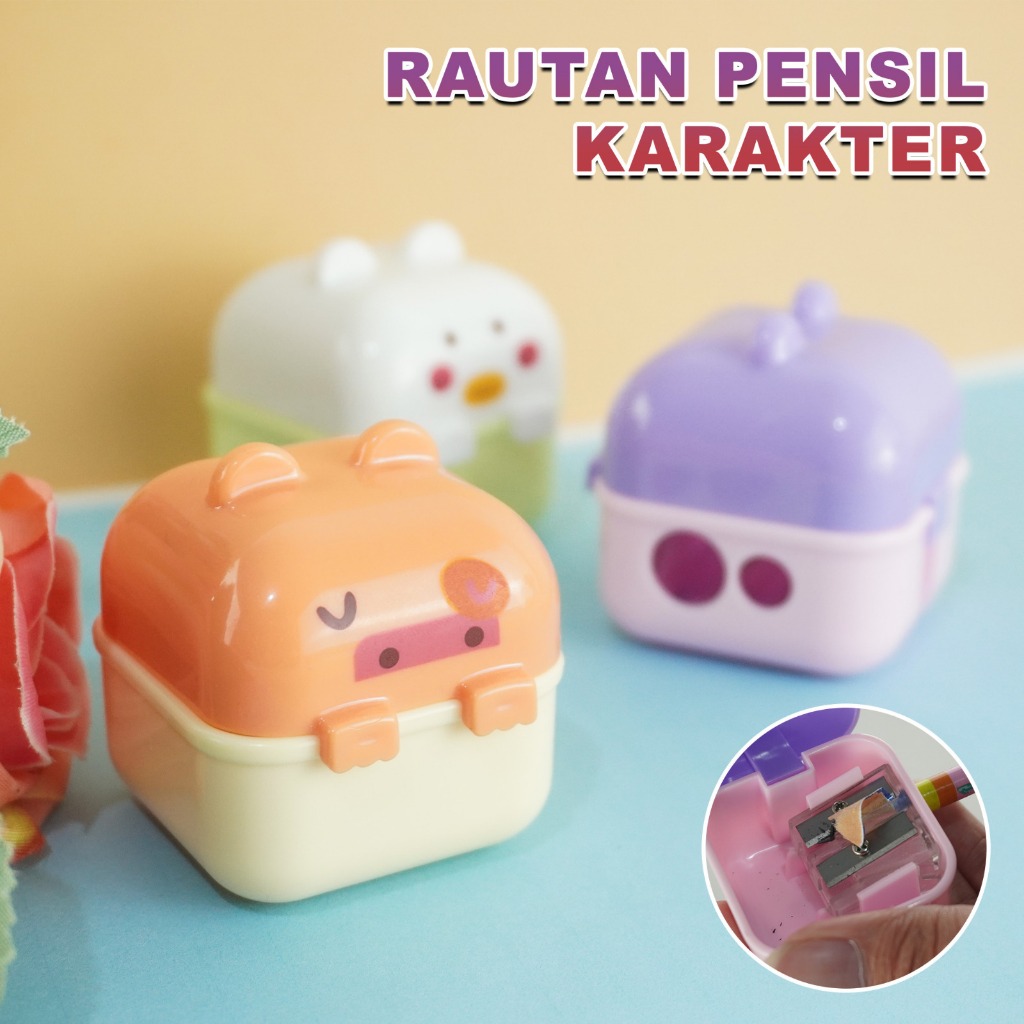 

Rautan Pensil Karakter Lucu 2 Lubang dengan Tutup – Mini dan Praktis ✦ Warna RandomGJ-070501