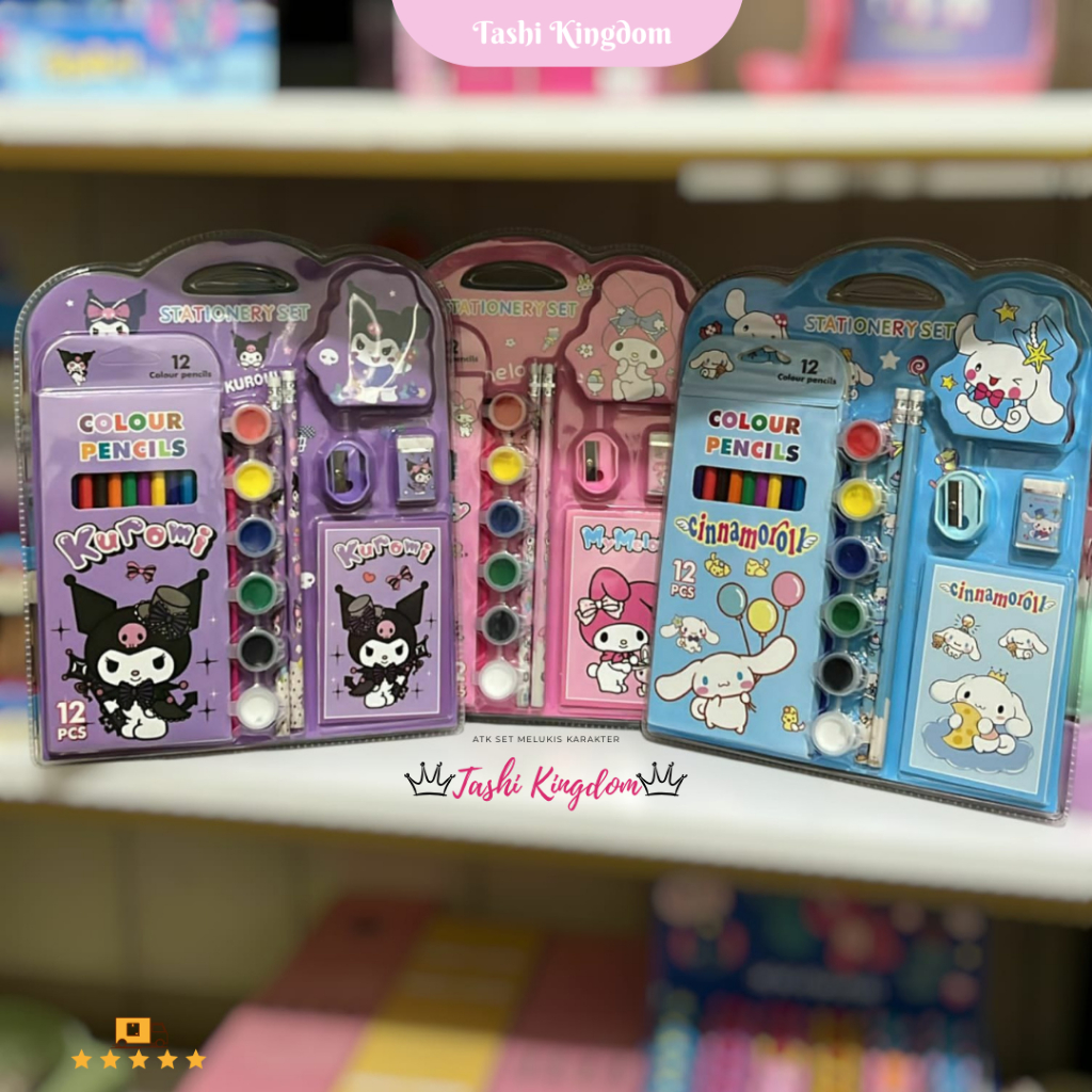 

Atk set mewarnai sanrio pensil warna kuromi stationarary set karakter alat tulis melody