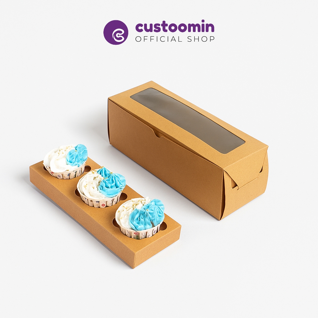

2559 Kardus Cupcake Box isi 3 (Uk. 25,5x9x9,5 cm) - Box Cupcake Isi 3 - Kotak Muffin | Custoom.in