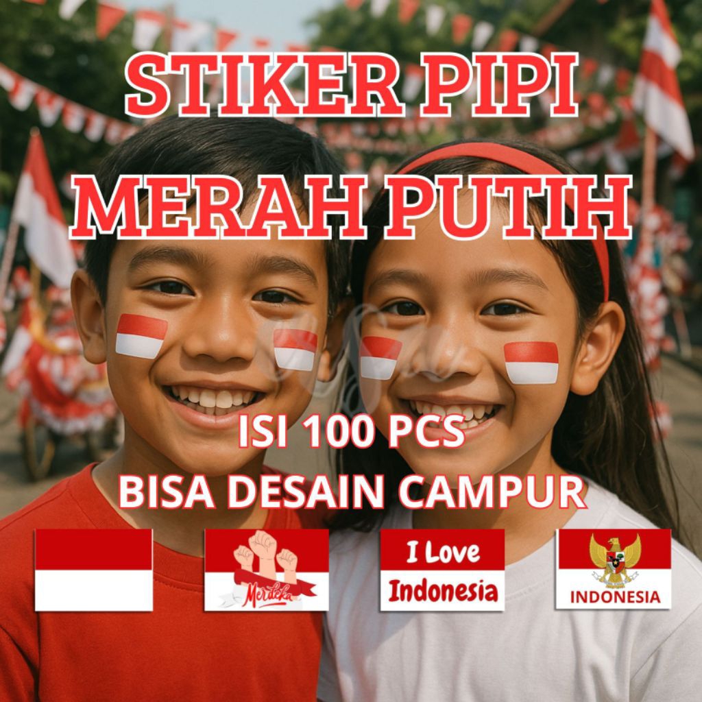 

ISI 100 PCS STIKER PIPI MERAH PUTIH MURAH