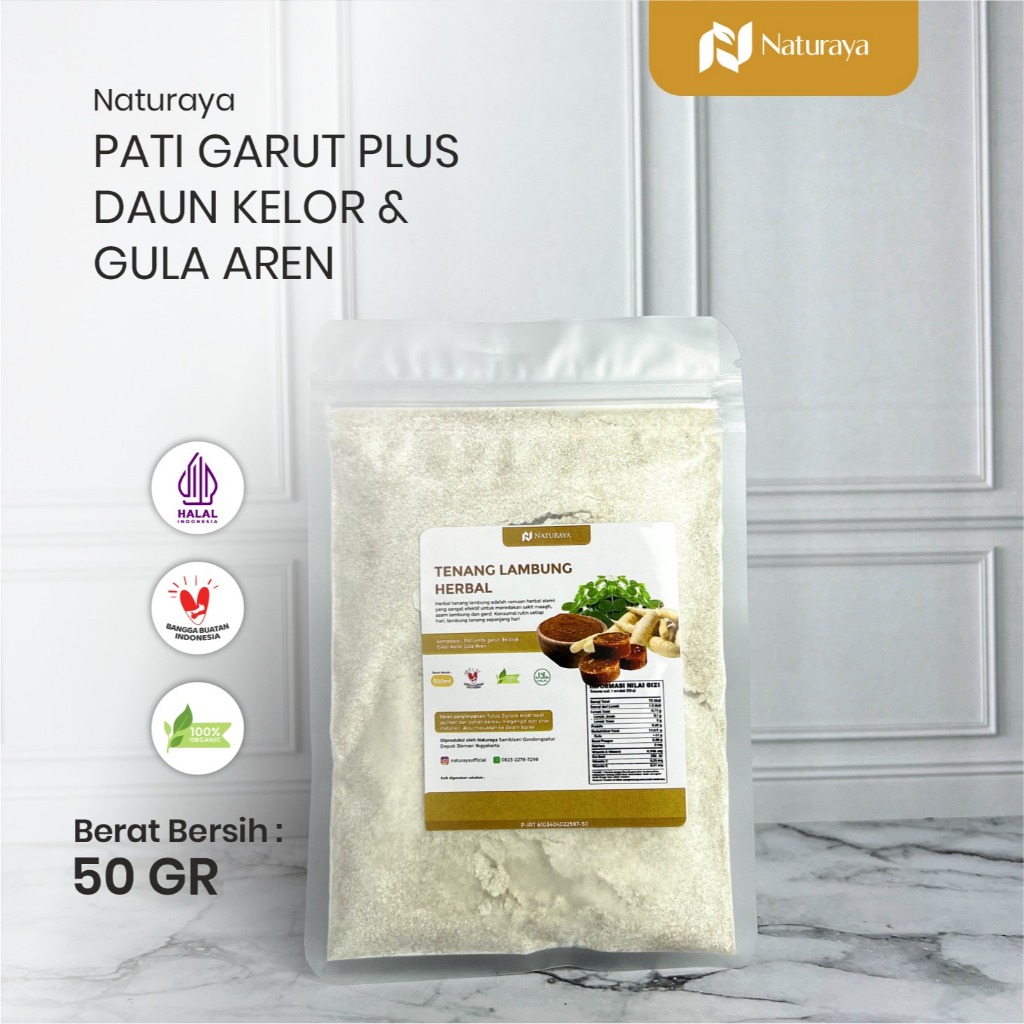 

NATURAYA Herbal Tenang Lambung | Ampuh Atasi Maagh Gerd Asam Lambung 100% Bahan Alami Tepung Garut Daun Kelor Gula Aren 50GR | 100% ORIGINAL BAHAN ALAMI