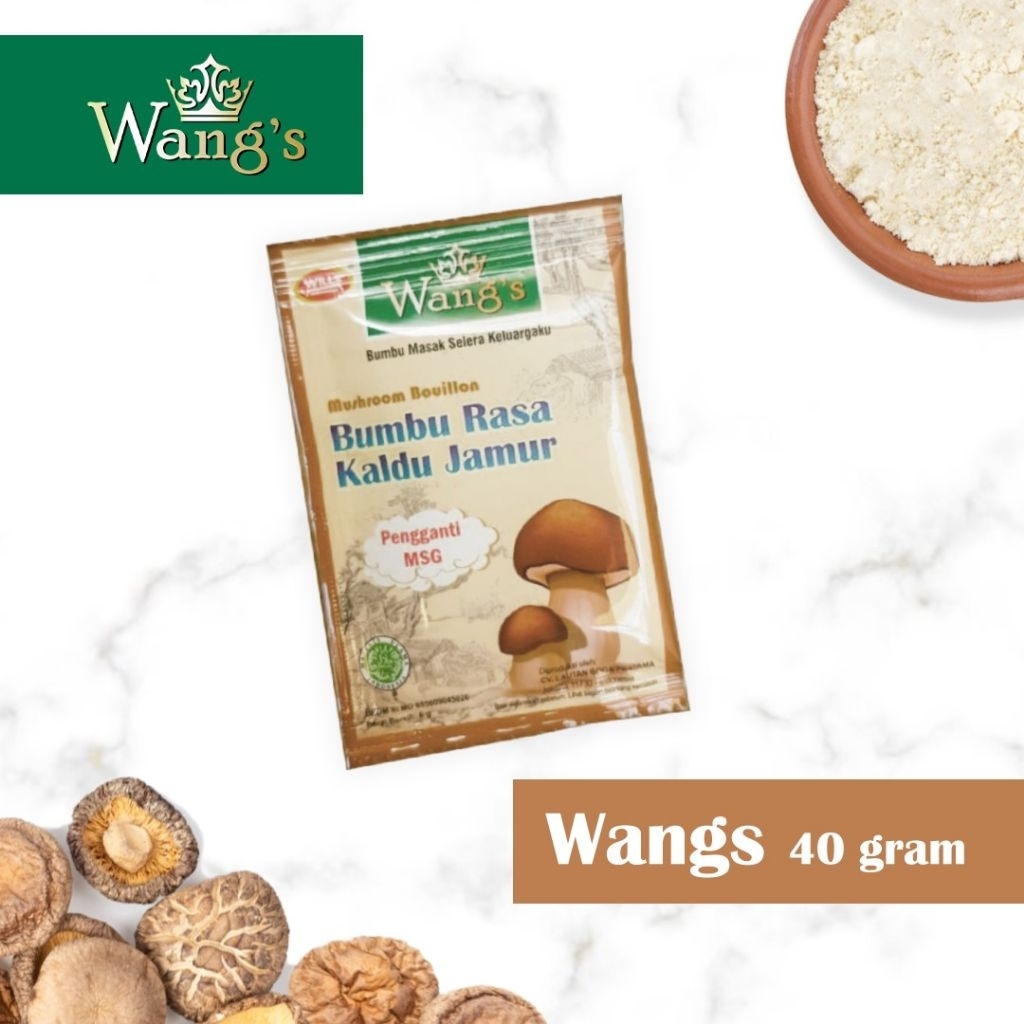 

Wang's Kaldu Jamur Non MSG - Bumbu Rasa Kaldu Jamur satuan 40g | Pengganti Micin Alami | Prajna Tama Store