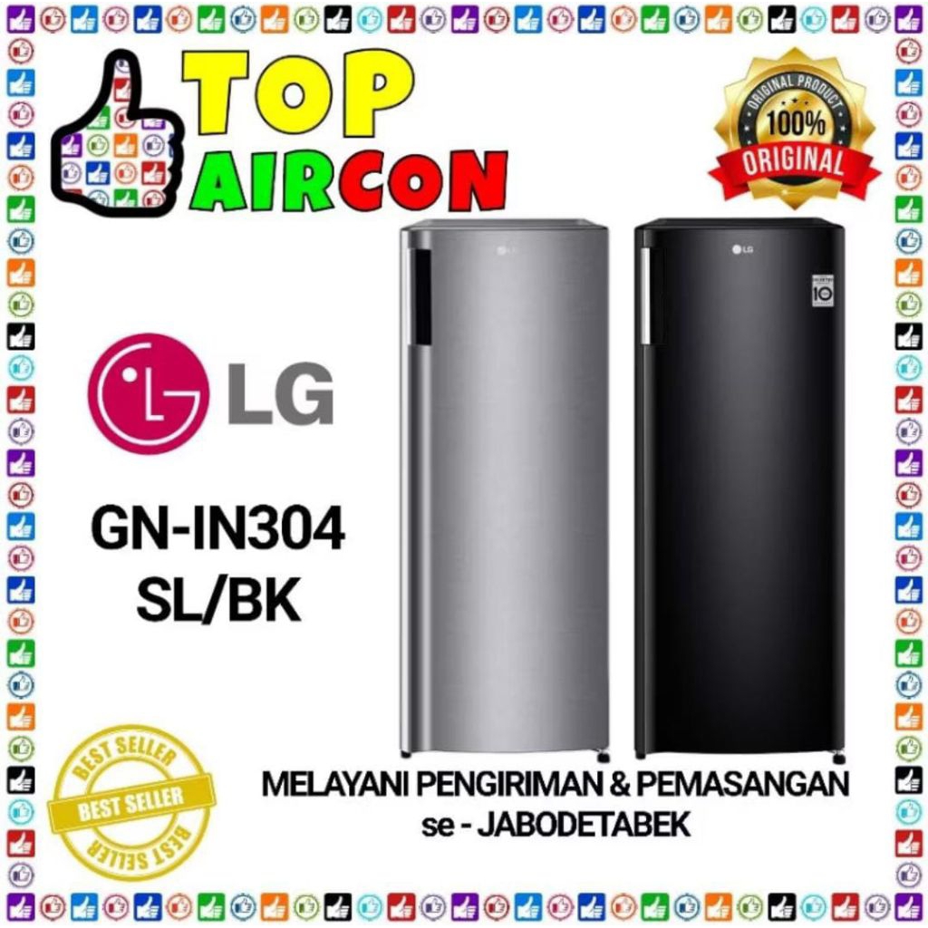 freezer LG GN-INV304SL inverter 6 rak lemari es pembeku es batu kulkas