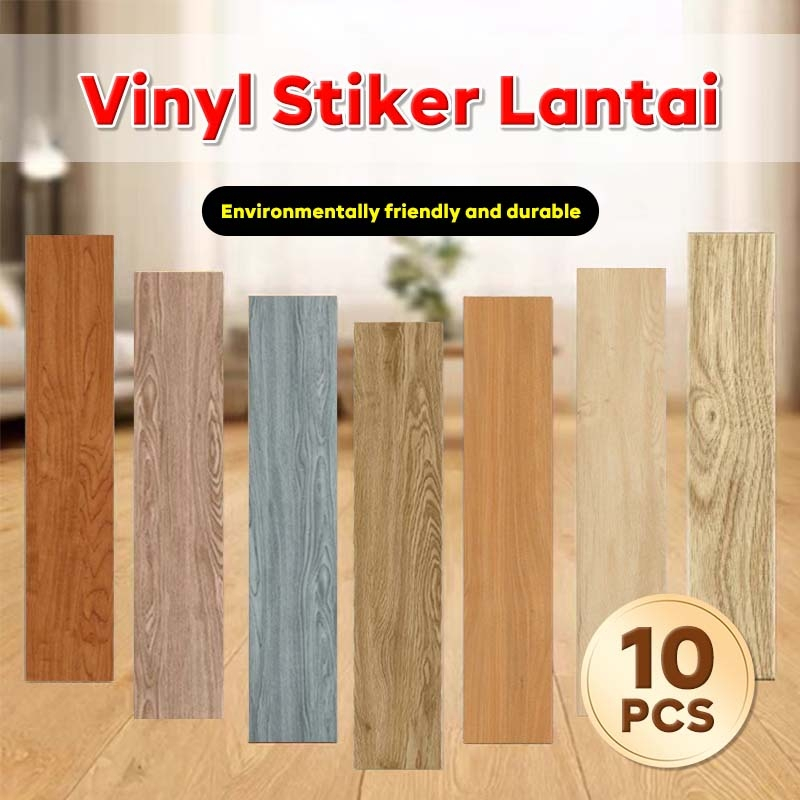 FOGOMAFT 10PCS  PVC Lantai Premium Vinyl  Stiker Lantai Perekat Motif Kayu 91CM X 15CM