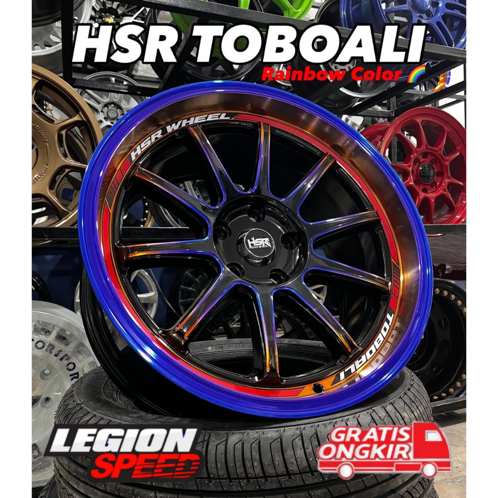 VELG RACING HSR RAINBOW RING 17 PCD 5X114,3 VELG HSR TOBOALI R17 FREE ONGKIR