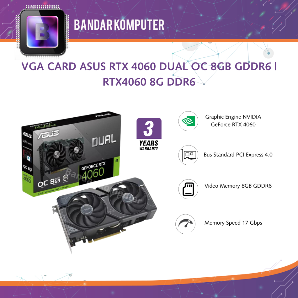 VGA CARD ASUS RTX 4060 DUAL OC 8GB GDDR6 | RTX4060 8G DDR6