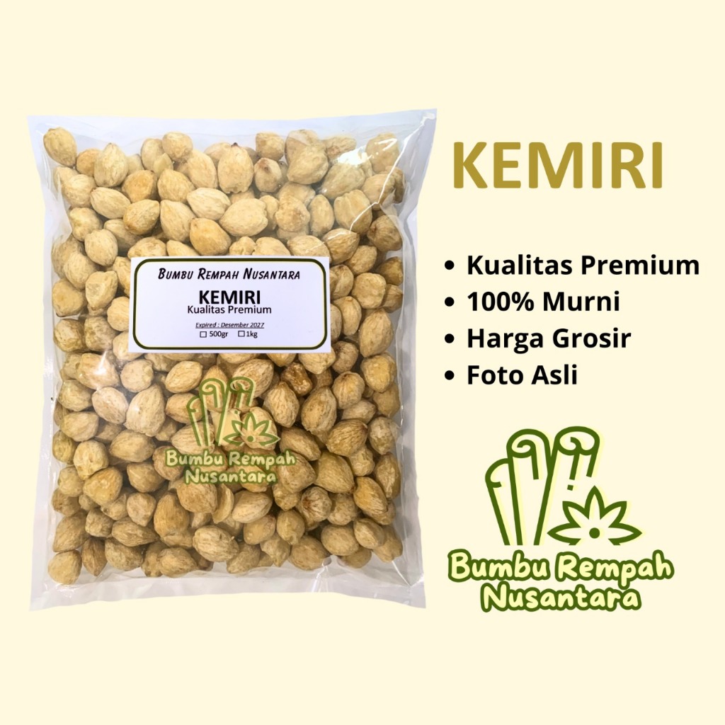 

Kemiri 500g 1kg - Rempah Asli Murni | BUMBU REMPAH NUSANTARA | Bumbu Dapur Nusantara Grosir Murah