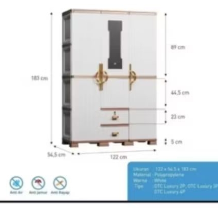 LEMARI PAKAIAN 2PINTU/3PINTU OTC LUXURY MODERN OLYMPLAST