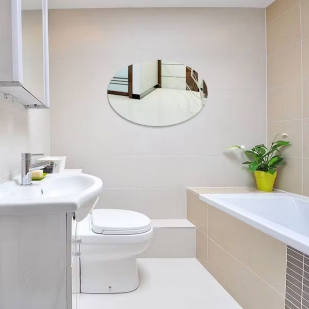 Sticker Cermin Kaca Dinding Oval Anti Pecah Acrylic Kaca Cermin (20 X 30) Tempelan Wall Sticker