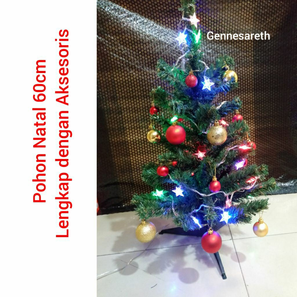 Pohon Natal 60cm/Pohon Natal Hias/Dekorasi Natal/Pohon Natal Lengkap Aksesoris/Pohon Natal Unik Lucu