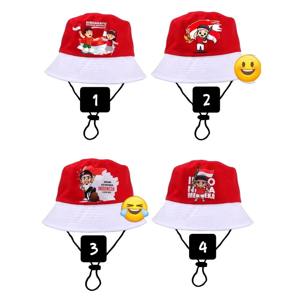 TOPI 17 AGUSTUS / BUCKET ANAK 17 AGUSTUS / TOPI MERAH PUTIH BORDIR NAMA