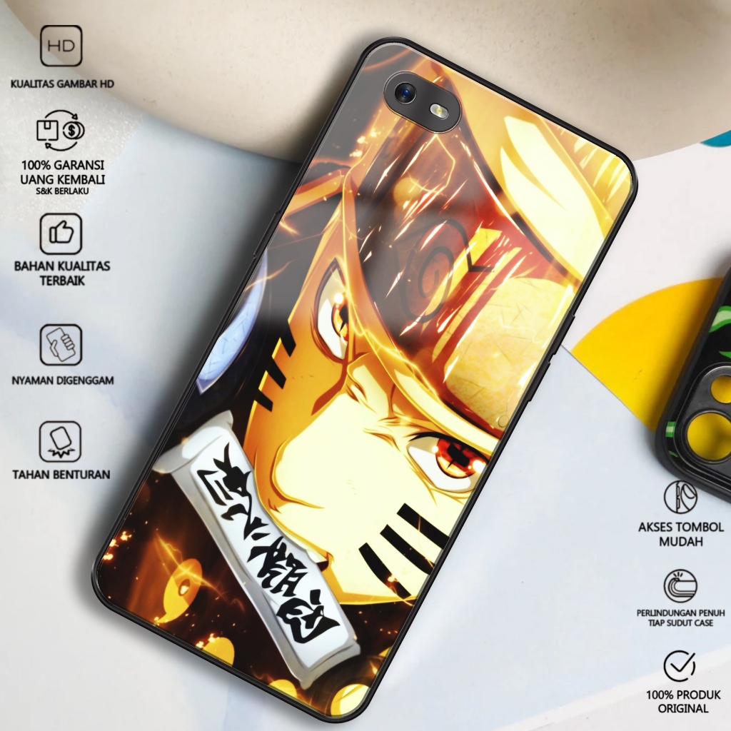 Case Oppo A1K Terbaru Softcase Glass Kilau [ NARUTO ] Camera Protect - Hardcase Glossy Bisa COD