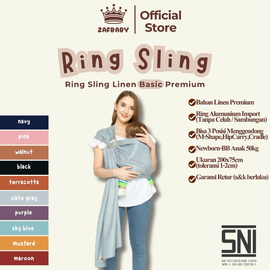 ZAFBABY GENDONGAN BAYI RING SLING LINEN BASIC PREMIUM