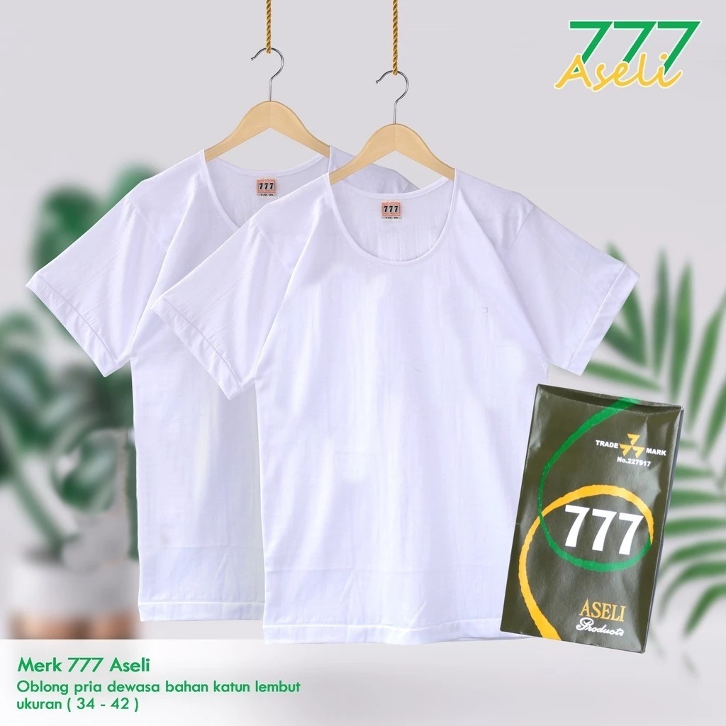 Oblong 777 ( ISI 1 ) Oblong 777 | Kaos Oblong Pria Putih | Kaos Dalam Pria | Oblong Pria Jumbo