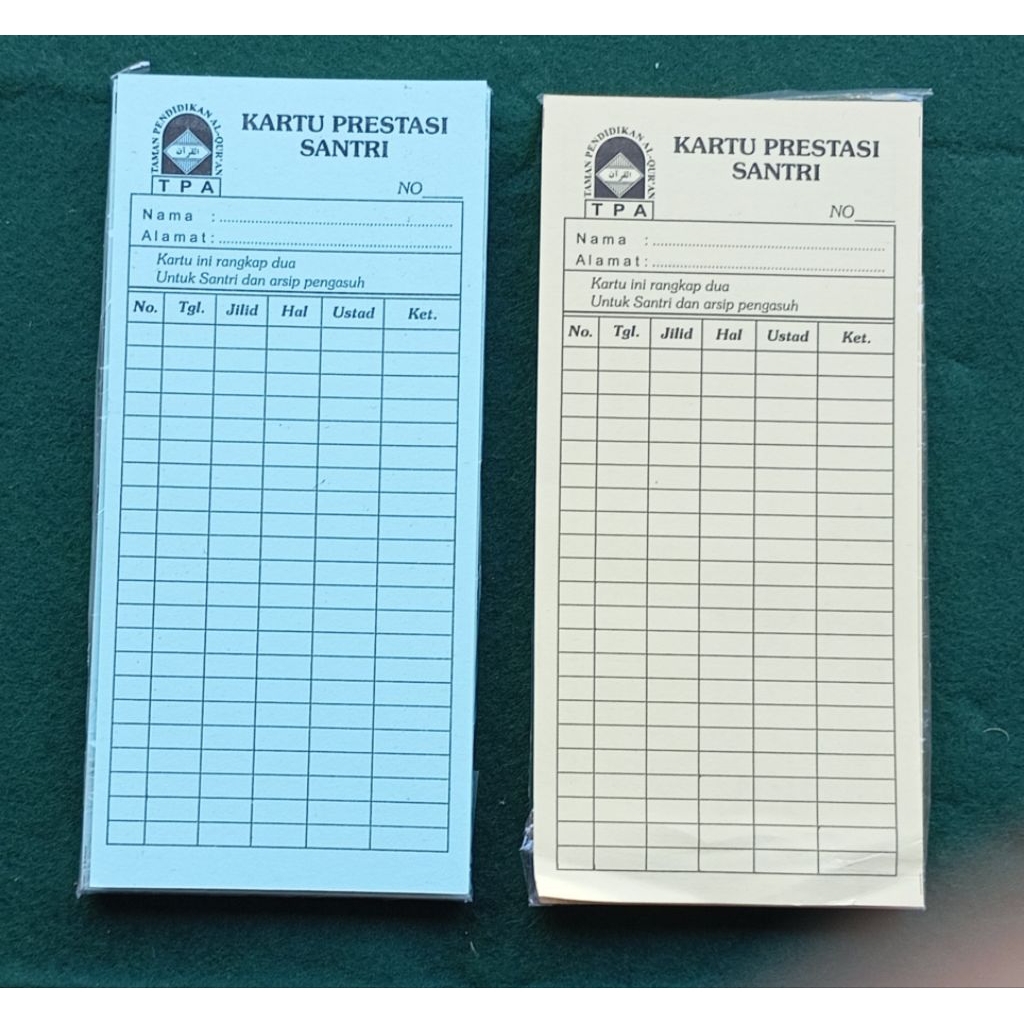 

1 PAK ( 50 LEMBAR) KARTU PRESTASI SANTRI KERTAS BC INDAH LEBIH TEBAL LEBIH HALUS..