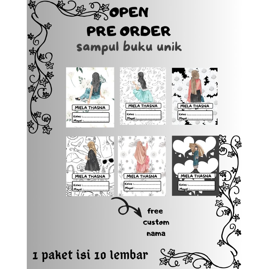 

Sampul buku custom unik / estetik / tema monokrom