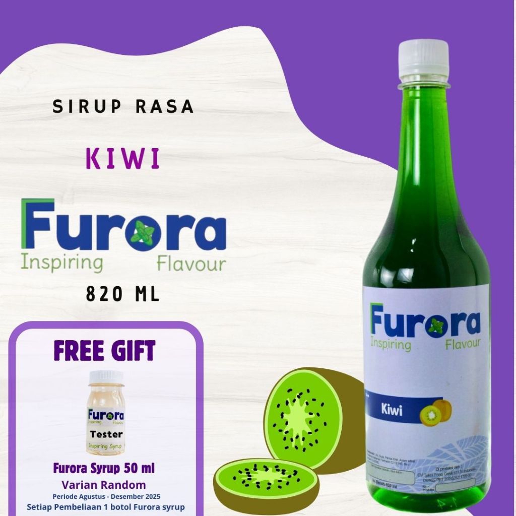 

Sirup Kiwi 820 ml - Furora Syrup l Sirup Cafe
