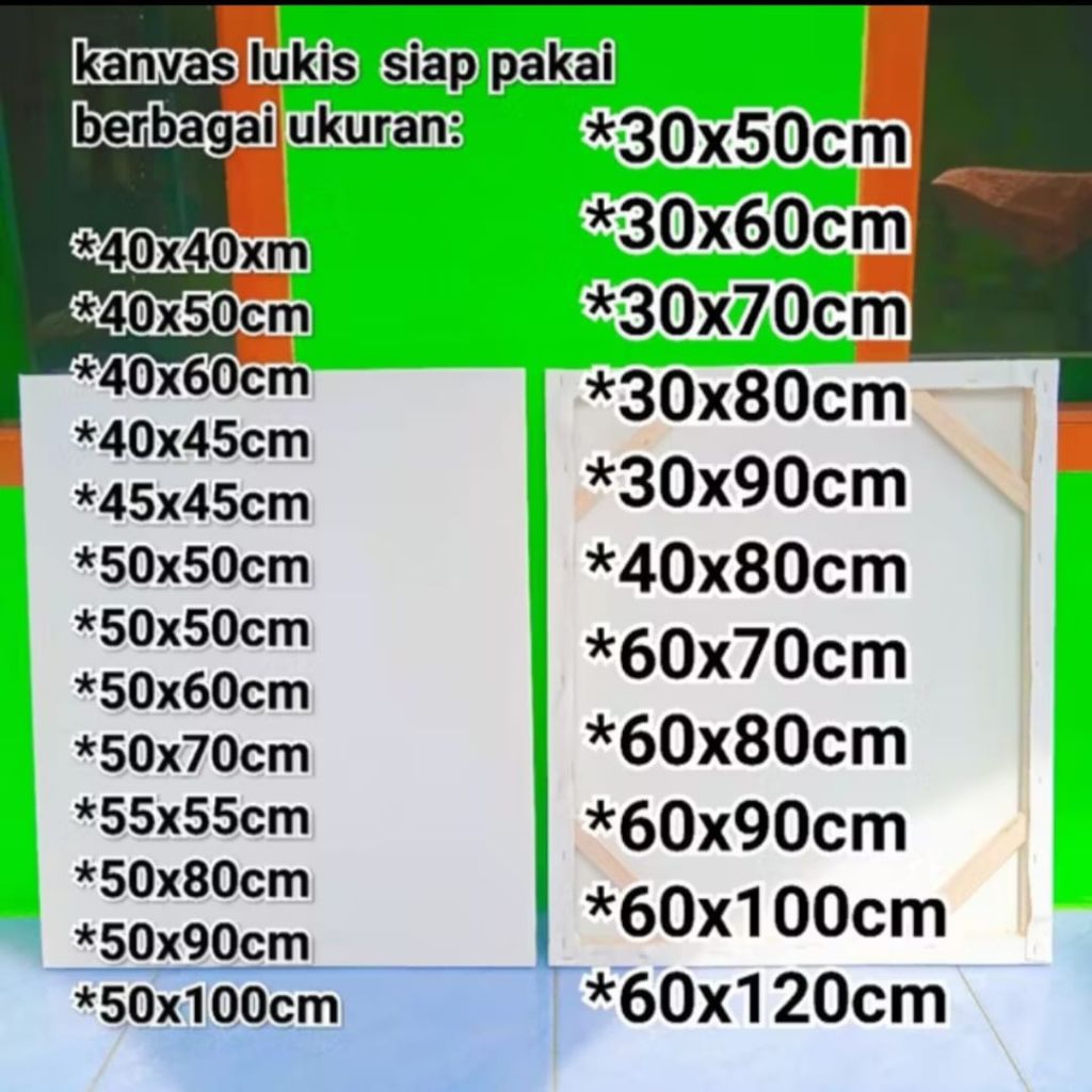 

Kanvas Lukis + Spanram Siap Pakai Sudah Gesso Bahan Premium