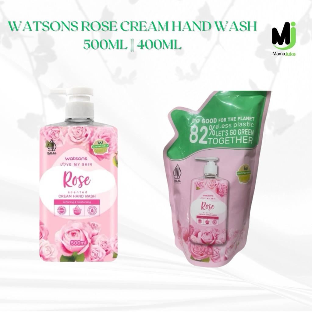 Watson Cream Hand Wash Rose 500ml botol | 400ml reffil