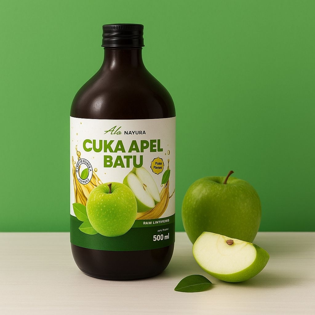 

Cuka Apel Batu Ala Natura Apple Cider Vinegar with Mother Paket 1 Botol Aman Halal dan BPOM