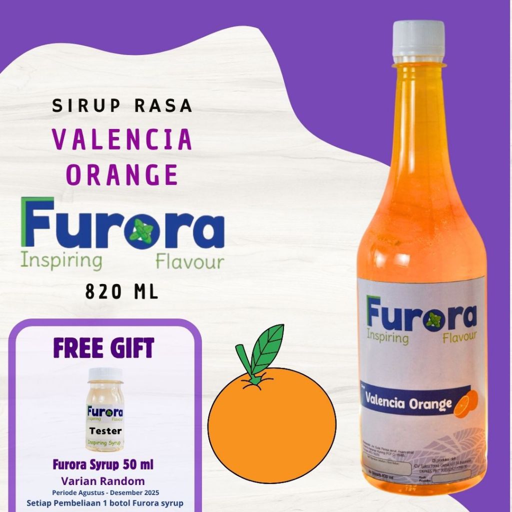 

Sirup Valencia Orange 820 ml - Furora Syrup l Sirup Cafe l Jeruk Valencia