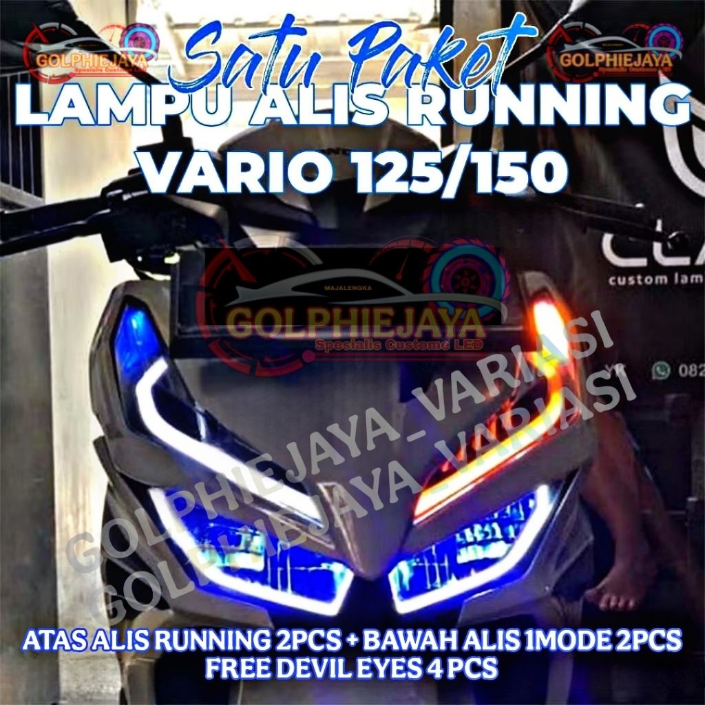 Lampu Alis RUNNING Vario 125 150 new 1 Set Devil eyes lampu led alis vario all new