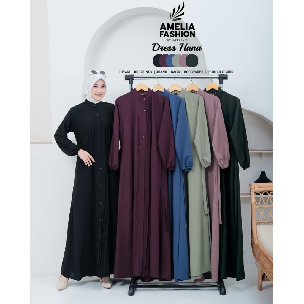 HANA DRESS AMELIA FASHION/SABILA DRESS TWILL BORDIR ORY AMELIA FASHION/GAMIS WANITA KEKINIAN