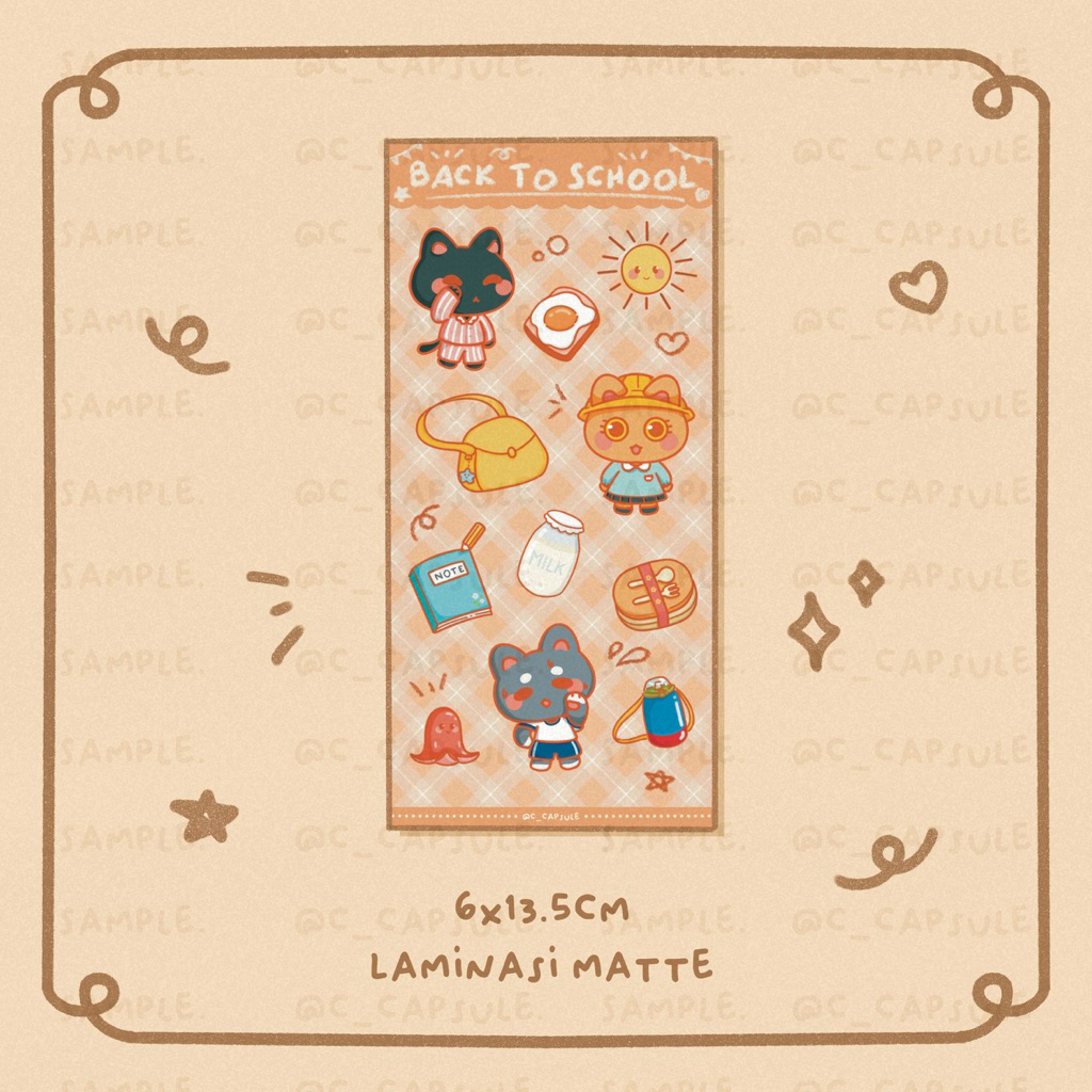 

Back to School Cat Sticker Sheet - Stiker deco lucu kucing sekolah
