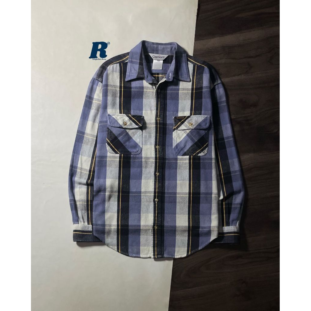 Kemeja Lengan Panjang Flannel Shirt Heavyweight Double Pocket CARHARTT Size XL Unisex 002