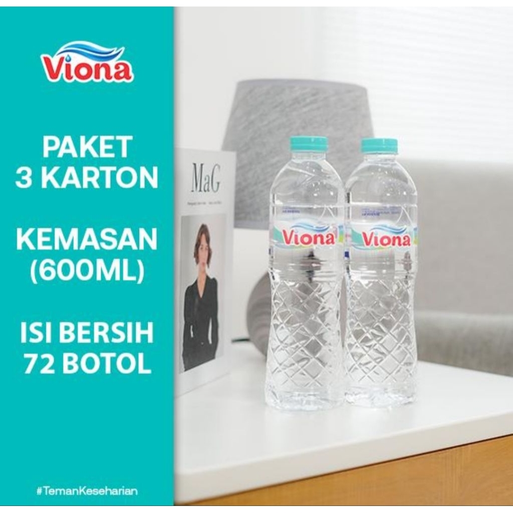 

Air Mineral Viona Botol 600ml (Paket 3 Karton isi 72 pcs)
