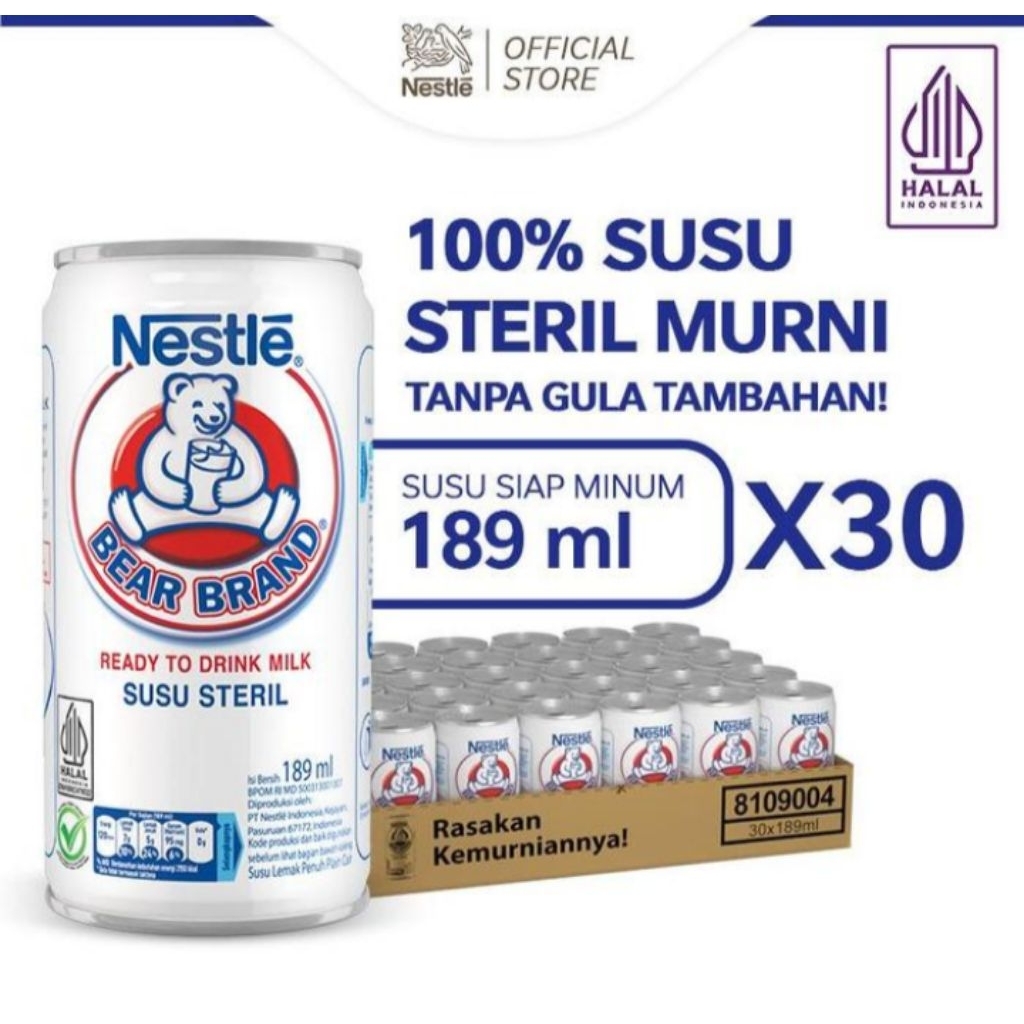 

Bear Brand Susu Beruang Susu Steril 189ml x 30 pcs