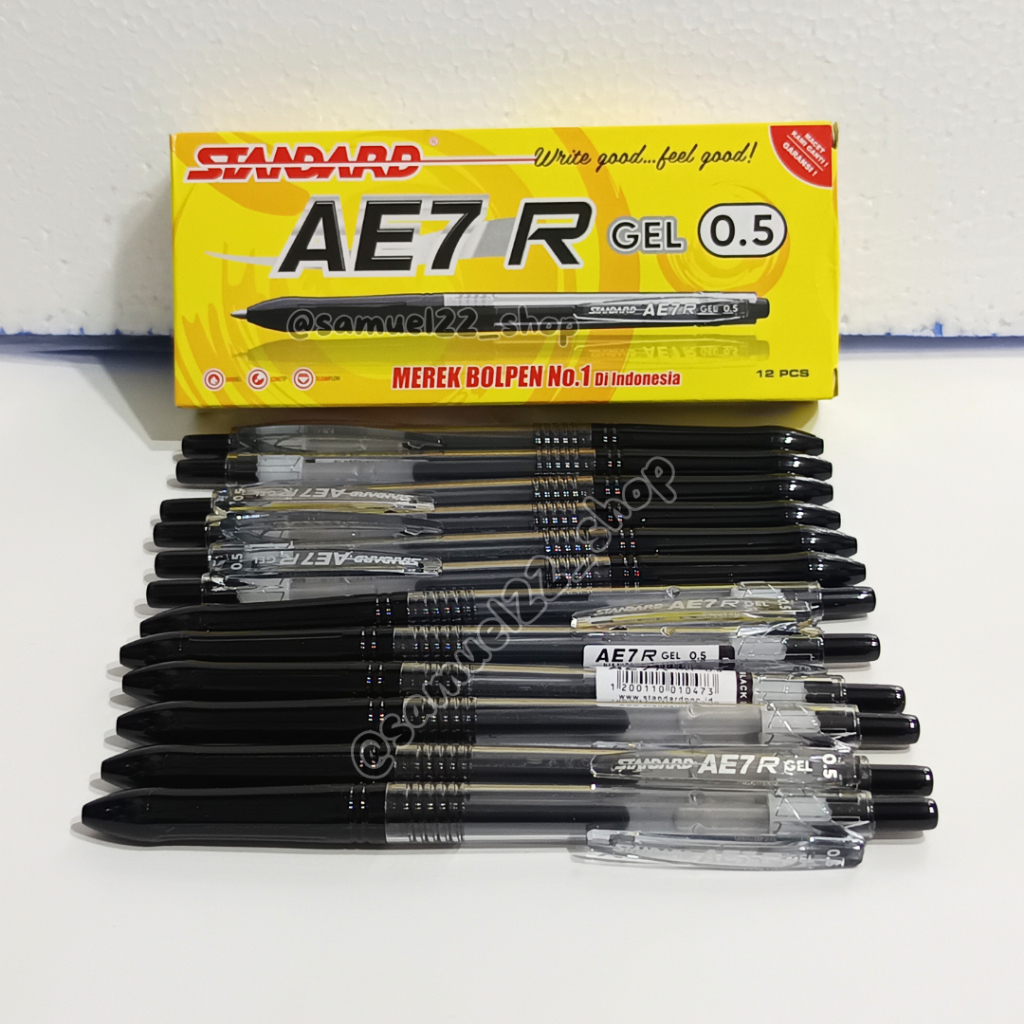 

Pulpen Standard AE7 R Gel Retractable 0.5 mm Tinta Hitam Isi 12 pcs