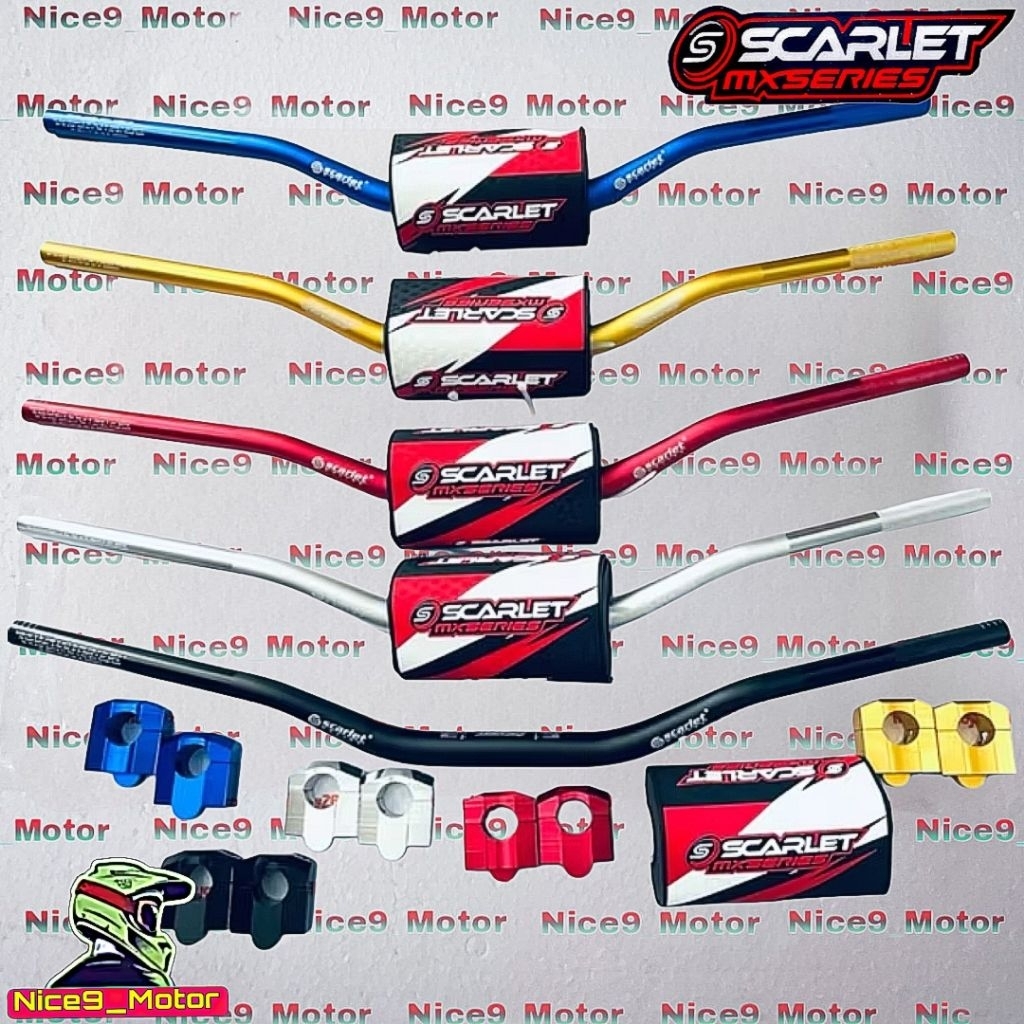 STANG FATBAR LOW SCARLET RACING TEBAL 5.8MM + BUSA STANG + RAISER STANG FULL CNC SCARLET ORIGINAL