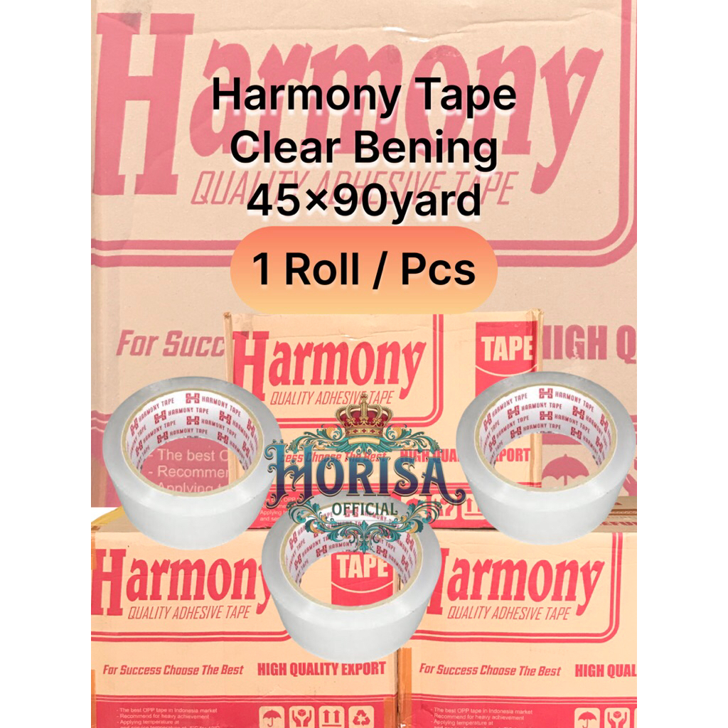 

Harmony Tape 45 mm × 90 Yard 1 Roll / pcs – Lakban Bening packing terbaik, Best Seller termurah