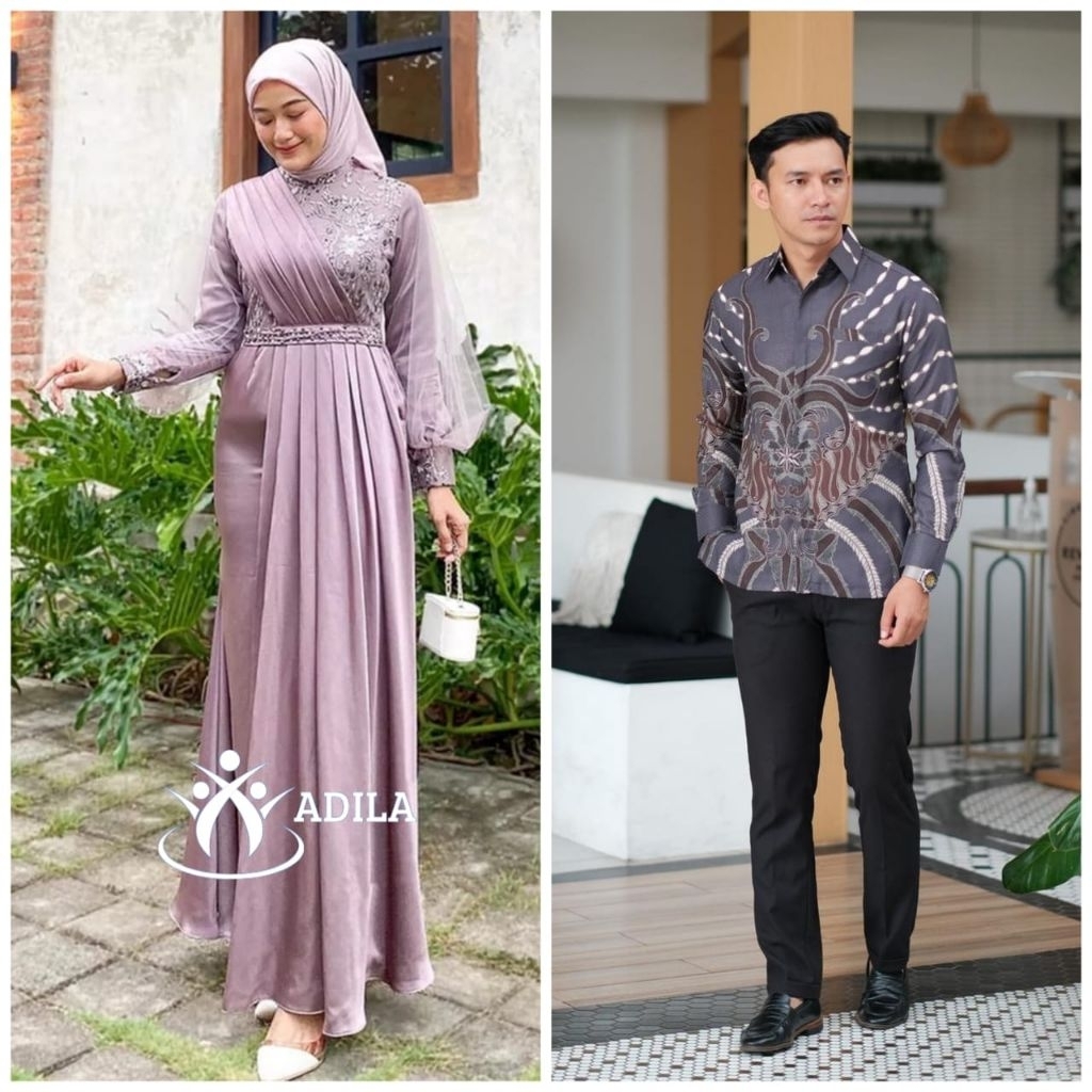 BATIK COUPLE ADEVA DRESS KEBAYA LAMARAN SERAGAM LEBARAN MODERN OOTD