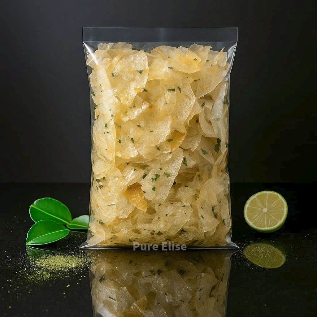 

Keripik Kaca Daun Jeruk 500 Gram | Snack Viral Daun Jeruk Asli | Keripik Beling Bumbu Rempah Melimpah