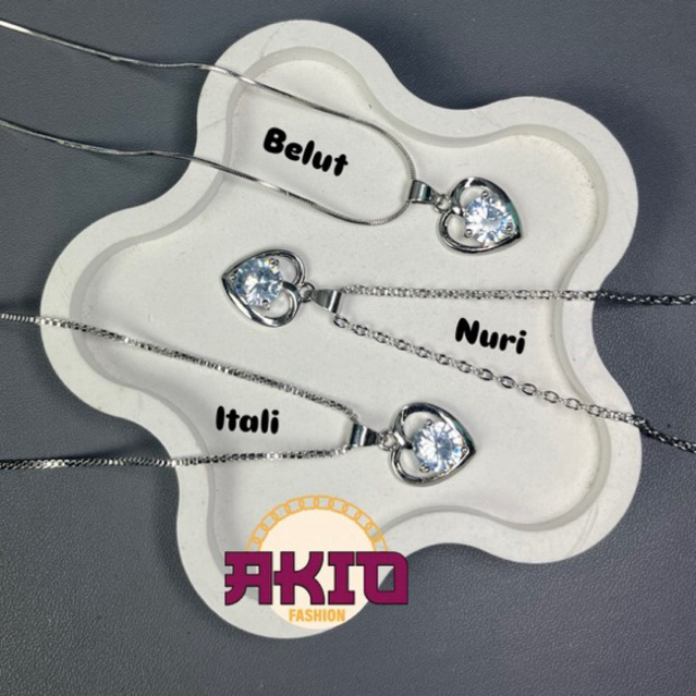 Kalung Emas Putih Liontin Love Permata Putih Fashion Kalung Perak Wanita Terlaris