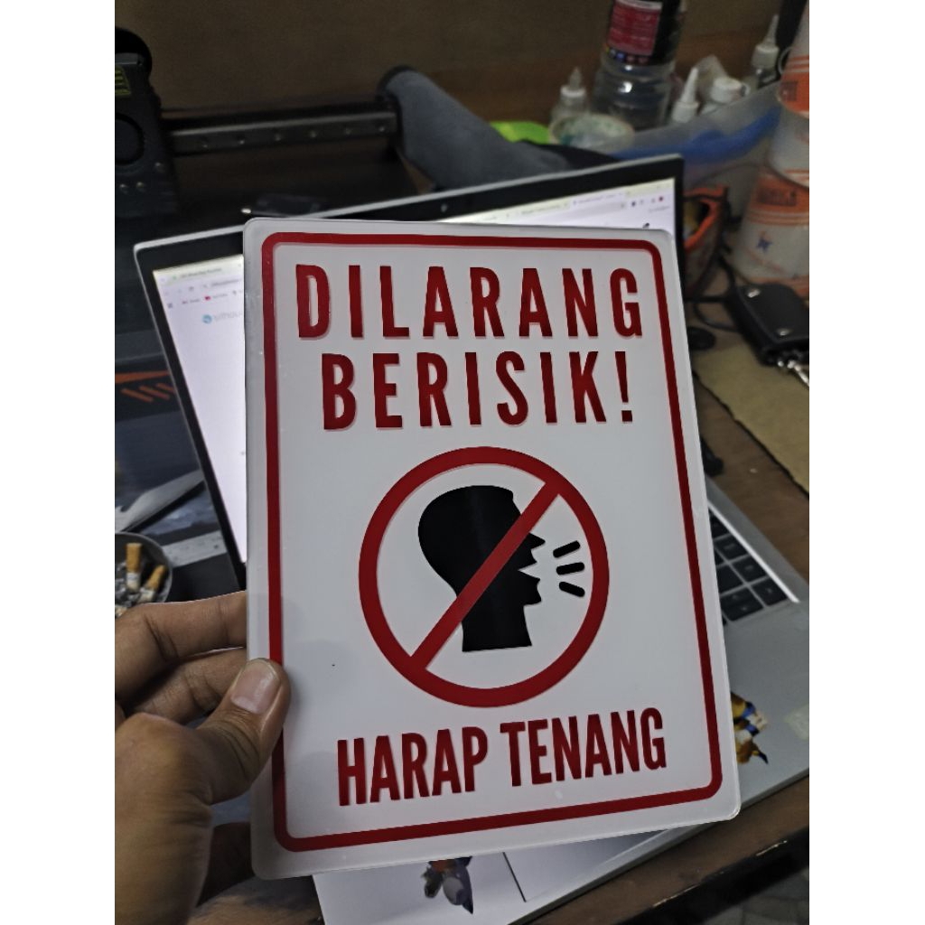 

Papan tanda sign peringatan akrilik sticker