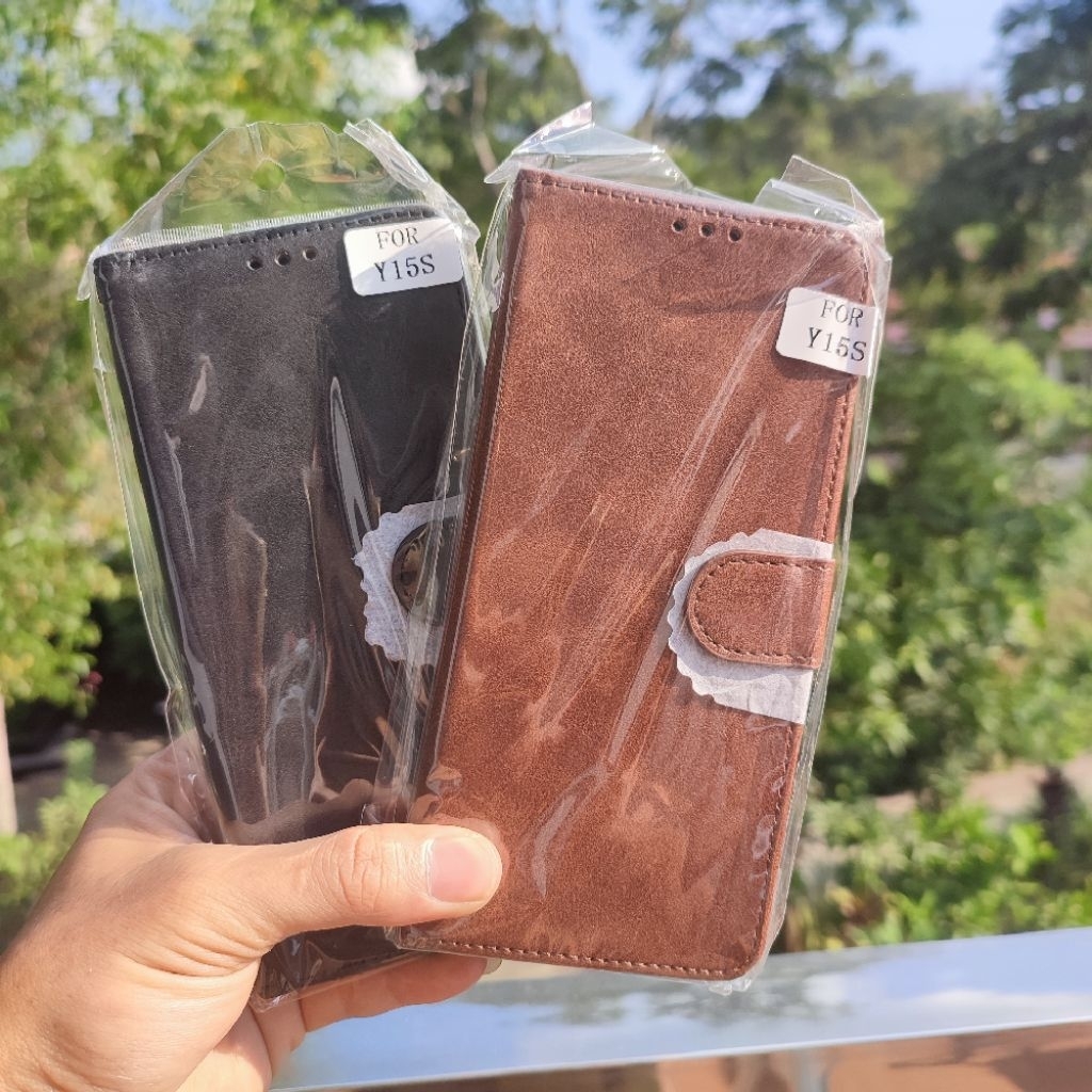CASE DOMPET LIPAT KULIT VIVO Y15S / VIVO Y01